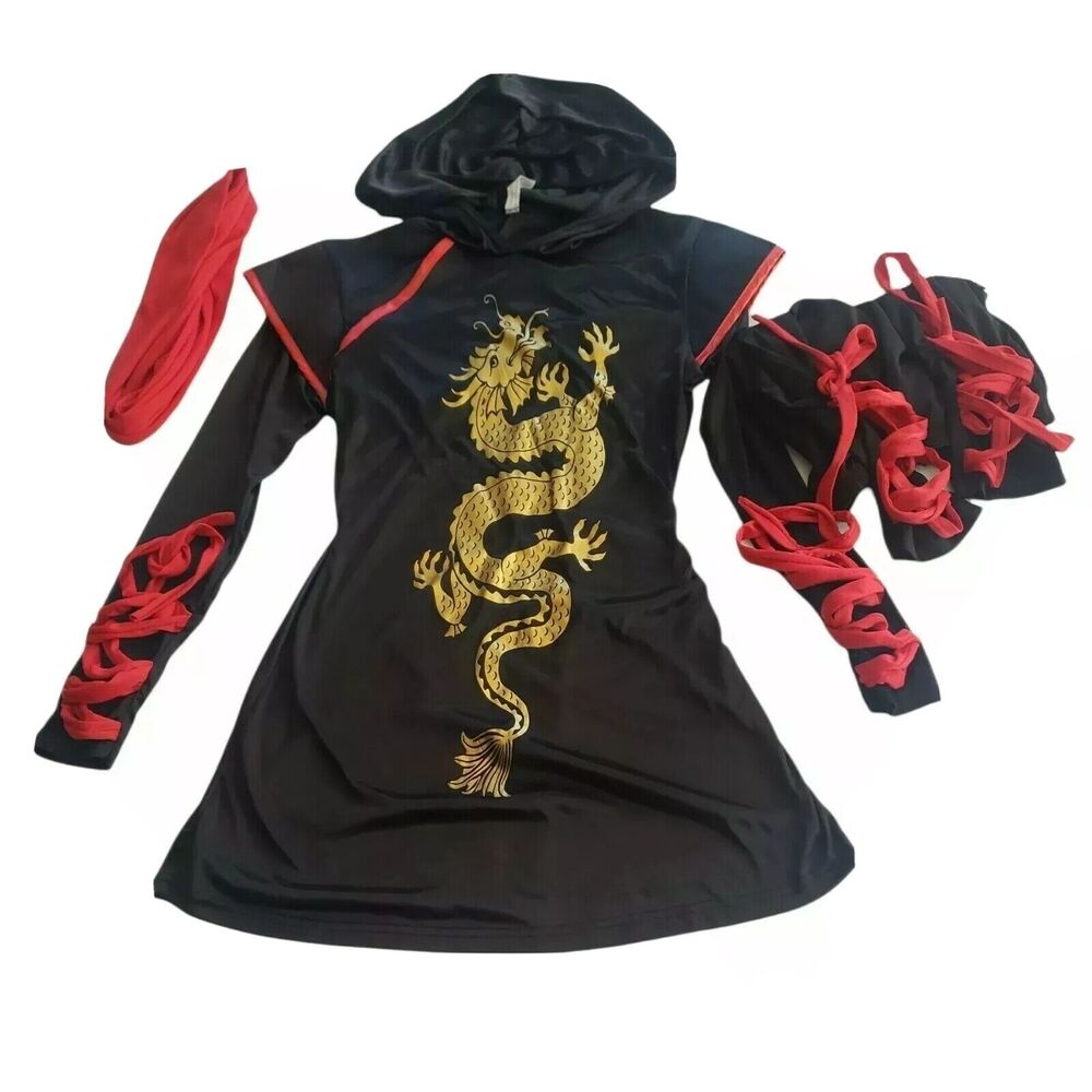 Costumes USA Ninja Costume Juniors Small (3-5) Black Red Gold Dragon Halloween